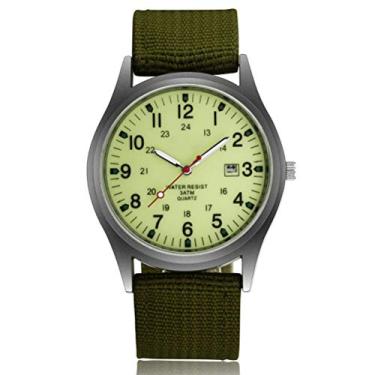 Imagem de Relógio Masculino de Quartzo, Relógio Analógico de 40mm, Relógio Casual de Quartzo Luminoso Com Cinto de Nylon Tecido (Verde luminoso)