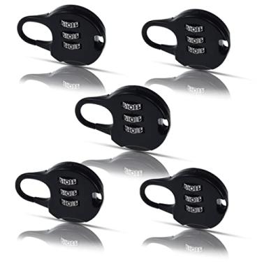 Imagem de SDTC Tech Cadeado de segurança com senha de combinação de 5 peças, liga de zinco, preto, pequenos cadeados de combinação segura para malas, malas, mochilas, bolsas de computador, armário de