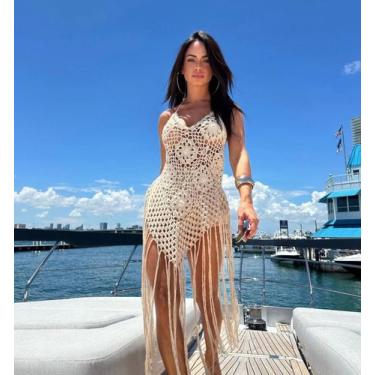 Imagem de Vestido Saida de Praia Crochê Artesanal - Maria Croche Veronez, Cru na