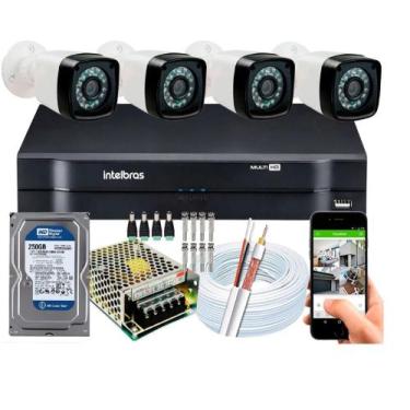 Imagem de Kit 4 Cameras Segurança 1080 Full Hd Dvr Intelbras 4ch mhdx Alta Resol