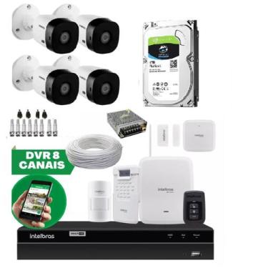 Imagem de Kit 4 Câmeras Com Dvr 4ch Hd 1tb E Alarme Amt 8000 Intelbras