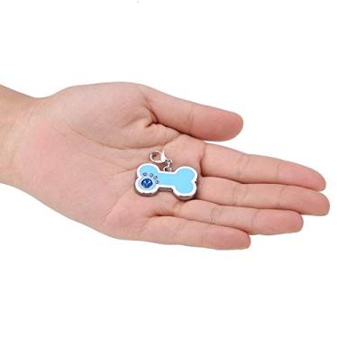 Imagem de Etiqueta de Identificação de Animal de Estimação Gravada Personalizada, Osso ou Cães e Gatos Com Detalhes Em Ines - Coleira (Azul)