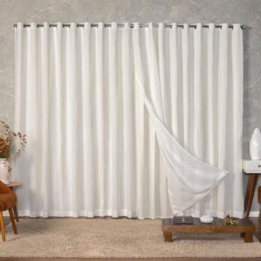 Imagem de Cortina Voil Gaze de Linho 6,00 x 2,40/2,50/2,60/2,80 c/ Forro de Micr