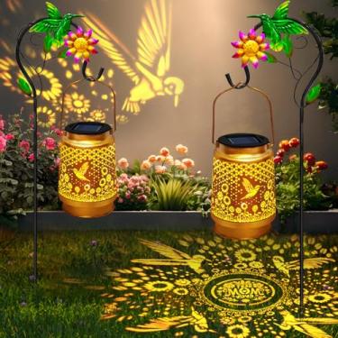 Imagem de Lanternas solares beija-flor para pendurar ao ar livre, beija-flor à prova d'água, decoração externa para jardim, quintal, varanda, decoração de jardim, presentes de aniversário para mulheres, minha