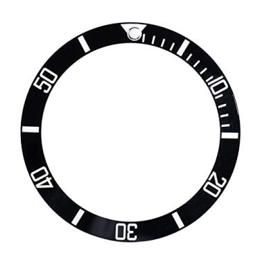 Imagem de 4 cores cerâmica relógio relógio de pulso moldura, anti scratch relógio moldura inserir números marcadores, clássico relógio de pulso laço para substituição do relógio (Black)