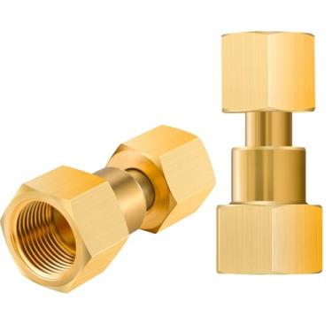 Imagem de Tsinghwang Pacote com 2 adaptadores de tanque de latão CGA-320 para CGA-580, conversor regulador de gás de soldagem para CO2 e argônio, compatível com soldadores e medidores de vazão Miller, estrutura