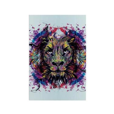 Imagem de Quadro Decorativo Canvas Leão Tribal Abstrato Colorido Sala - DELIQUAD