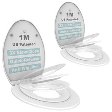 Imagem de Assento sanitário alongado com assento infantil embutido, fechamento lento para assentos de crianças e adultos, treinamento de penico, sem mexer e fácil de instalar, assento infantil removível, branco