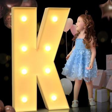 Imagem de Letras iluminadas, letreiro de LED com 26 letras, decoração de parede com alfabeto para festa em casa, bar, casamento, aniversário, festival, operado por bateria