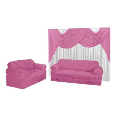 Imagem de Kit Conforto Cortina 3,00x2,80 + Capa de Sofá 2 e 3 lugares - M.A Enxo