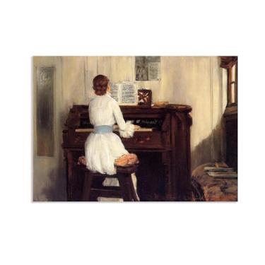 Imagem de Famosa arte de parede, Mrs. Meigs no órgão de piano, reproduções de arte em tela pinturas famosas pôsteres retrato de mulher emoldurado pronto para pendurar para decoração de sala de estar 85 x 60 cm