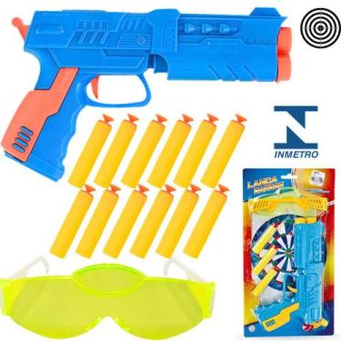 Imagem de Kit Brinquedo Arminha Lança Dardos Com Dardos de Espuma e Óculos de Pr