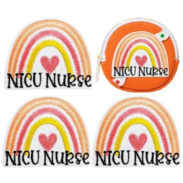Imagem de Adesivos fofos de enfermeira de coração, 3 peças, portão arco-íris com coração Nicu Nurse Patch bordado para roupas, jeans, bolsas, chapéus, mochilas