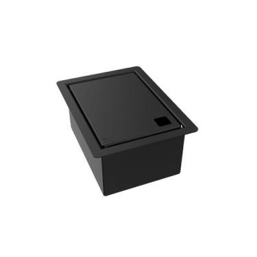 Imagem de Porta Esponja Inox Com Tampa Lisa Embutir Granito 15x11cm Preto - HZ