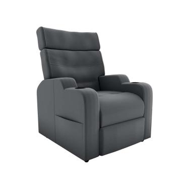 Imagem de Poltrona Do Papai Reclinável Premium Com Porta Copos E Porta Controle Toro Matrix Veludo Cinza