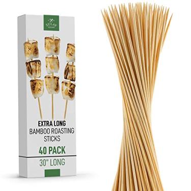 Imagem de Zulay Kitchen Palitos Smores de Marshmallow de bambu autênticos – 40 palitos extra longos de 76 cm – espetos de bambu resistentes de 5 mm – palitos de smore grossos – Ideal para grelhar – palitos de