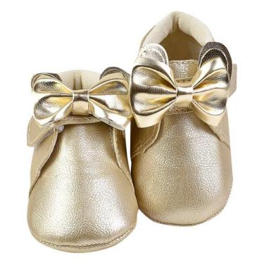 Imagem de Sapatinho Bebê Bota Menina Modinha Orelhinha Dourada, confortável e li