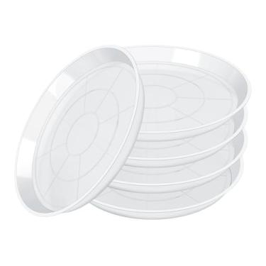 Imagem de GUGEMEI Pires de plantas 3, 4, 5, 6, 7, 8, 9, 10, 11, 12, 14 polegadas, pacote com 5 bandejas de plástico transparente para vasos, bandeja coletora de água durável para uso interno e externo (15 cm