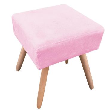 Imagem de Puff Ibiza Quadrado Suede Rosa Bebê Natural