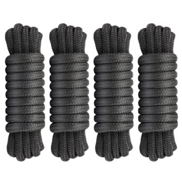 Imagem de METOWARE Linhas de doca de 5/20.3 cm x 15' - Cordas de barco de grau marítimo resistentes para ancoragem com laço de 38.1 cm - Linhas de barco trançadas duplas, linhas de amarração de corda marítima