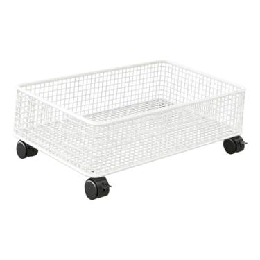 Imagem de Ｂｅｓｇａ Organizador de pia com rodas, prateleira de metal com 1 camada, organizador de produtos de limpeza, 47x28x15cm, para escritório, Branco