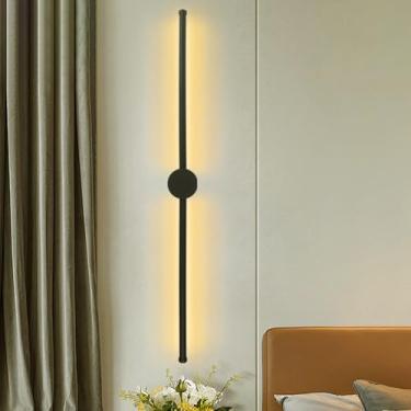 Imagem de GZZBMY Lâmpadas de parede internas LED 350° de rotação Lâmpadas de parede longas Lâmpada de escada Moderno Alumínio Metal Preto Iluminação de parede para sala de estar Quarto Corredor Mesa de