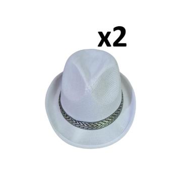 Imagem de Chapéu Estilo Malandro Branco De Tecido Aba Curta- Kit 2Un