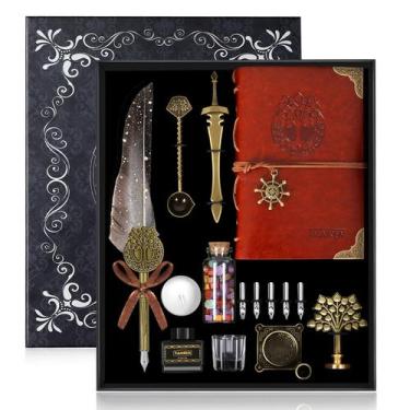 Imagem de Conjunto de canetas de caligrafia TIANREN Feather Dip Pen com selo de 