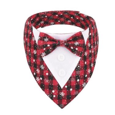 Imagem de Bandana de smoking de Natal para cães ADOGGYGO, gravata borboleta verm