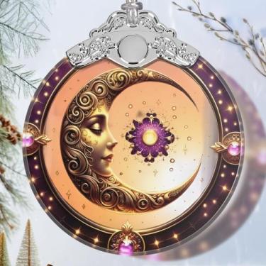 Imagem de Enfeite suspenso Jocidea Sun Moon Stained Glass 7x9 cm