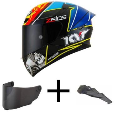 Imagem de Capacete KYT TT Course Xavier Simeon Azul Mais Viseira Fumê e Spoiler 