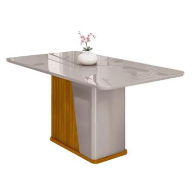 Imagem de Mesa de Jantar Harmonia 6 Lugares com Tampo de Vidro Naturale/off White