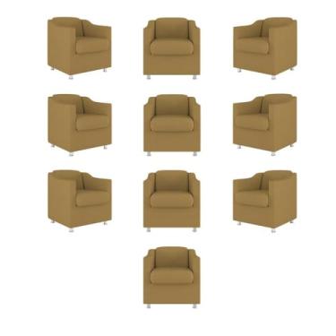 Imagem de Kit 10 Cadeira Poltronas Decorativas Recepção Clinica Suede Cor:capuccino