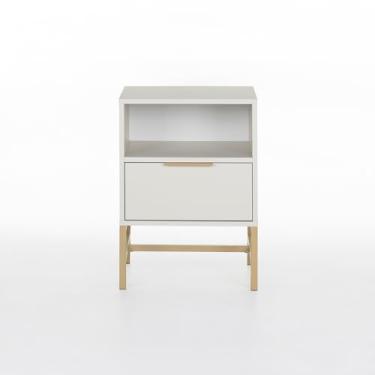 Imagem de Mesa de Cabeceira Square 1 Gaveta 1 Nicho 43 cm x 40 cm Off White Suave