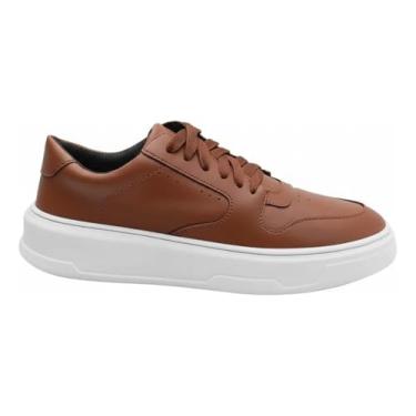 Imagem de Tenis Masculino Casual Tamanho Especial Solado Alto Urbano Caramelo 44
