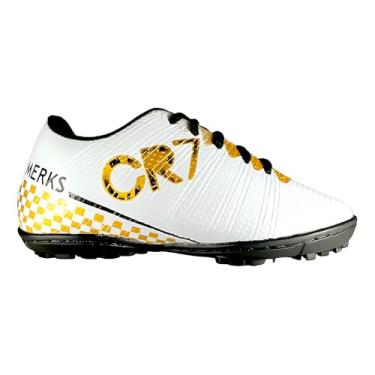 Imagem de Chuteira Infantil Society Futebol Menino Leve Macio CR (Branco/Dourado, BR, Criança de 4 a 8 anos, Numérico, 33)