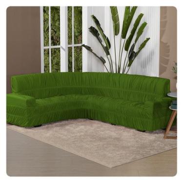 Imagem de Capa para Sofá de Canto 6 Lugares Elasticada Lisa Malha - LENHARO ENXO