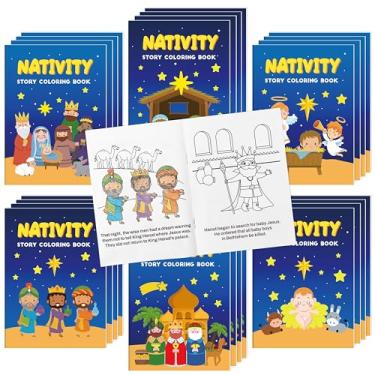 Imagem de Livros de colorir de presépio para crianças – 24 peças, minilivreto de colorir de presépio cristão, faça você mesmo, livro de desenho para atividades religiosas, salvador da Bíblia, material de