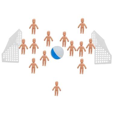 Imagem de Kit Decoração Miniatura Topo de Bolo • Maquete Escolar • Artesanato DIY • Festa Infantil (Futebol Azul e branco, 2 Trave 1 Bola 13 Bonecos Xaxa)