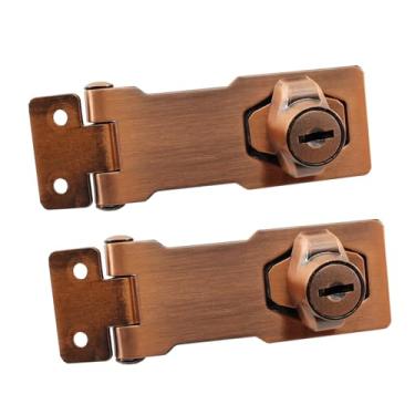 Imagem de Lamvbls 2 peças, trava de ferrolho com chave de 7,6 cm igual para armários e portas pequenas, design de botão giratório, travas de segurança de metal - Bronze vermelho