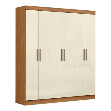 Imagem de Guarda-roupa Roupeiro Maxel Paris Mdf 6 Portas E 2 Gavetas Cinamomo/offwhi