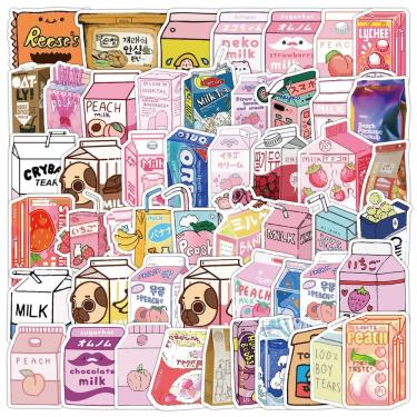 Imagem de Pacote de adesivos: caixa de leite, 50 peças de vinil impermeável de desenho animado fofo