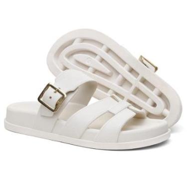 Imagem de Sandalia Nuvem Microexpandido Feminino com Fivela na cor Off White-Feminino