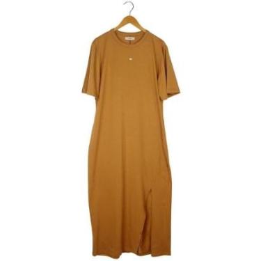 Imagem de Vestido Colcci Midi Confort Com Fenda Lateral Marrom Feminino-Feminino