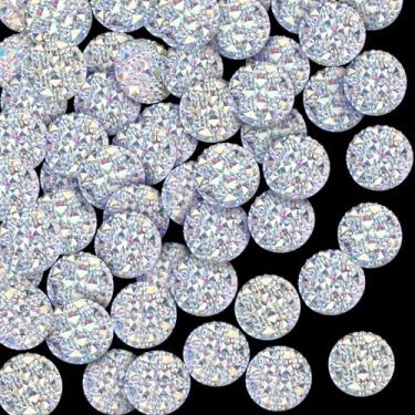 Imagem de OIIKI 65 peças de decorações de strass de 20 mm para fabricação de joias, botão de cristal de carbochon de costas planas transparentes, ornamentos de diamante de resina, pedras falsas redondas
