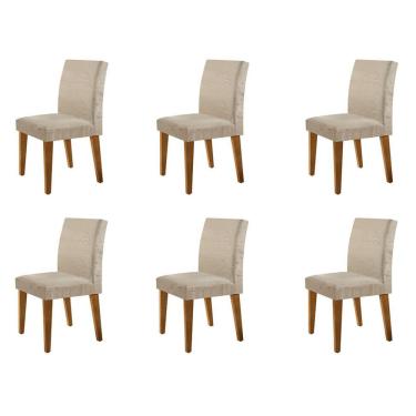 Imagem de Conjunto com 6 Cadeiras Atenas Suede Amassado Chocolate e Capuccino