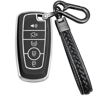 Imagem de Yonmcfn Capa para chaveiro Ford compatível com Edge Explorer Bronco Escape Expedition Maverick Transit Lightning Duty Nautilus Remote Smart Key, capa protetora TPU (preto)