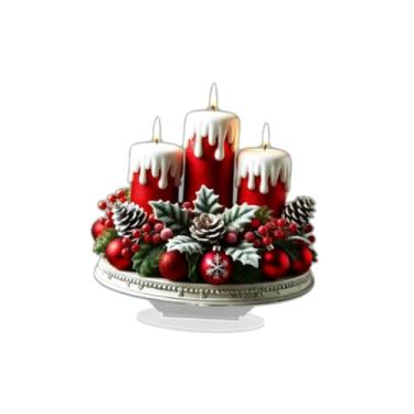 Imagem de Generic Placa decorativa de mesa em acrílico plano 2D com base, peça central atraente para decoração de Natal, festas e prateleiras.