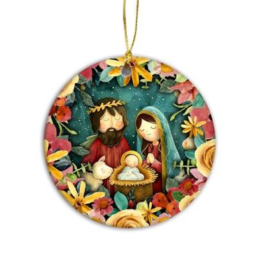 Imagem de Ornamentos de presépio 2025 - Enfeite de noite santa, enfeites de bebê Jesus para árvore de Natal - Ornamento de Natal religioso com Maria, José e bebê Jesus, ornamento de fé cristã