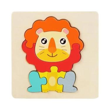 Imagem de Quebra-Cabeça De Animais Colorido De Madeira Montessori Brinquedos Edu